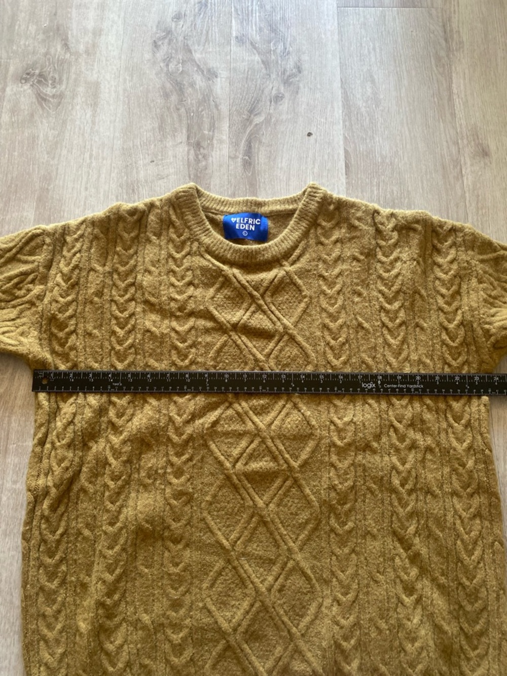 Aelfric Eden Cable-Knit Pullover Crew Neck Light Green Men L Long Sleeve Sweater - Picture 2 of 5